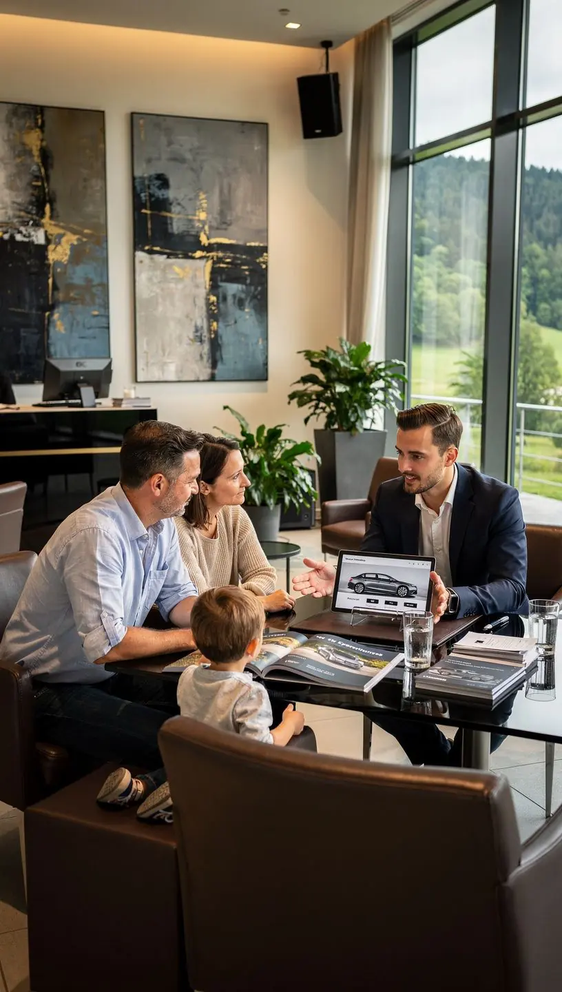 Nahaufnahme eines eleganten Armaturenbretts eines Luxusautos in einem spezialisierten Servicebetrieb.